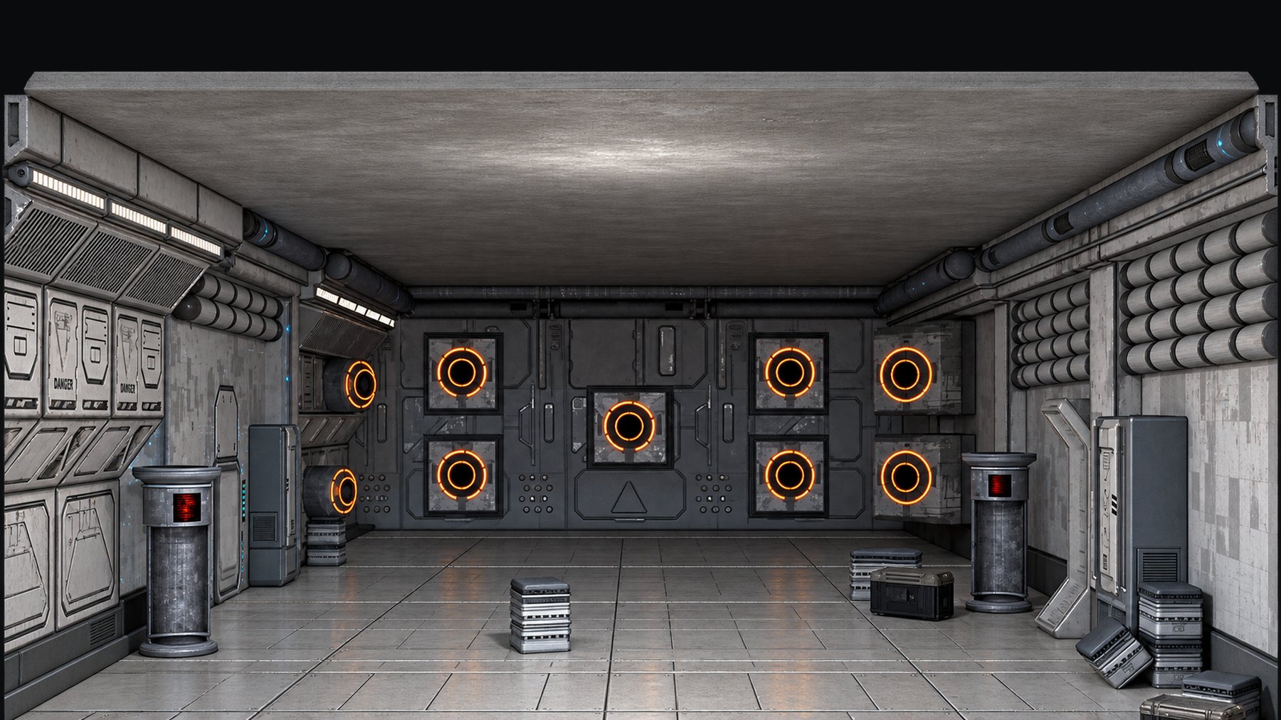 The SimFire Academy projected range, with illuminated ring targets across the far wall.
